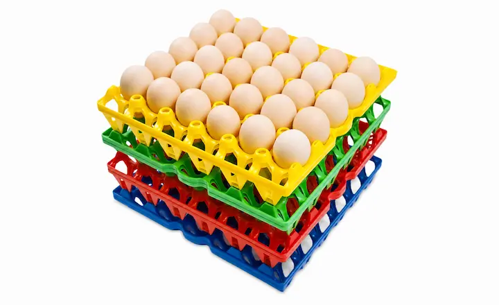 plastic egg tray for reusable egg storage and transport
